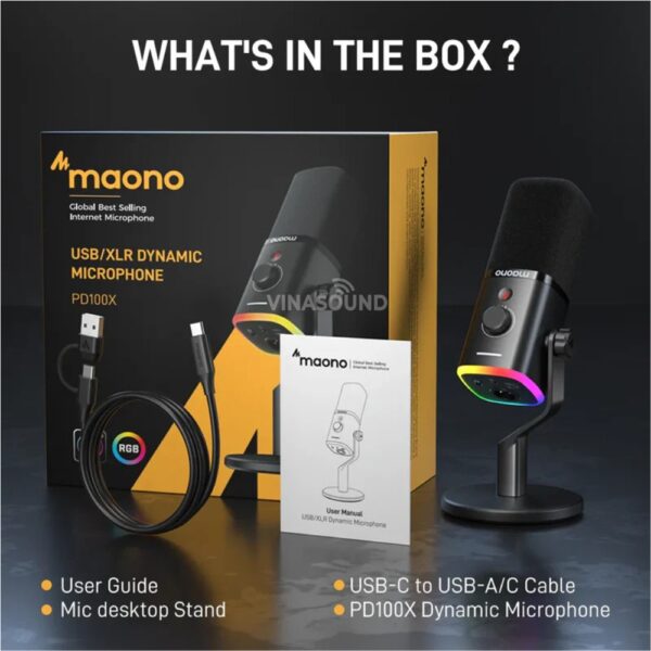 Micro Thu Âm Dynamic MAONO RGB PD100X (Màu Đen) - Ảnh 7
